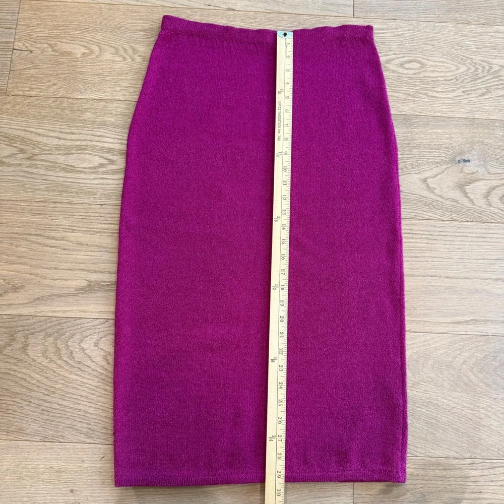 Jessica Knits Two Piece Skirt Set Magenta Metallic Sparkle Knit Midi Medium VTG - Picture 13 of 16